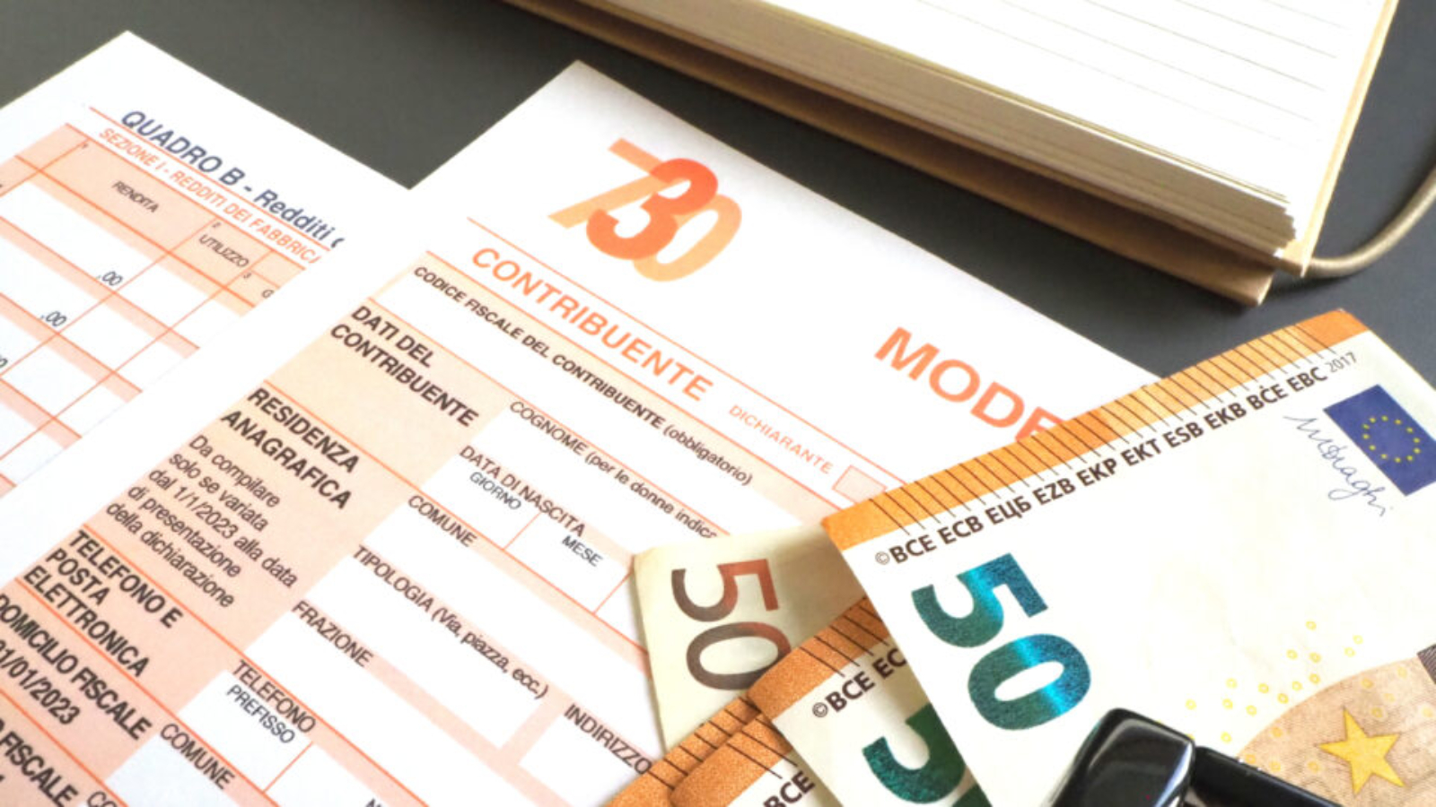 Italian tax form Modello 730 prepared to be filled