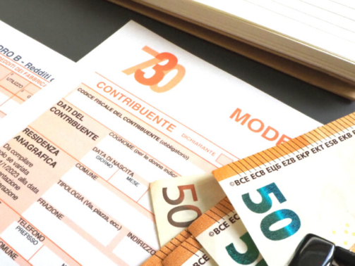 Italian tax form Modello 730 prepared to be filled